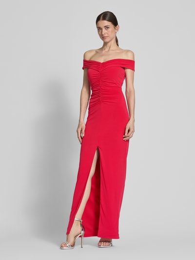 Lipsy Avondjurk met plooien en loopsplit Rood - 1