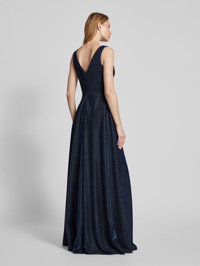 Luxuar Abendkleid mit tiefem V-Ausschnitt Dunkelblau 5