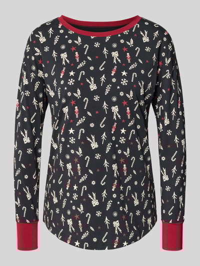 Skiny Pyjama-Oberteil im Allover-Look mit Rundhalsausschnitt Black 2