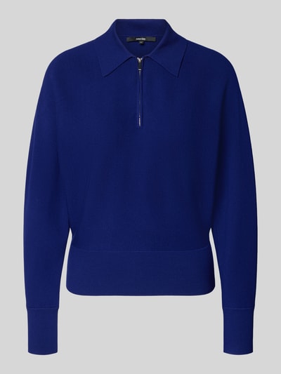 Produktfoto, Regular Fit Pullover aus Viscosemix Model 'Tineki' van Someday in blauw met schipperskraag, tricotlook en elastische boorden, ruglengte maat 36: 56 cm.