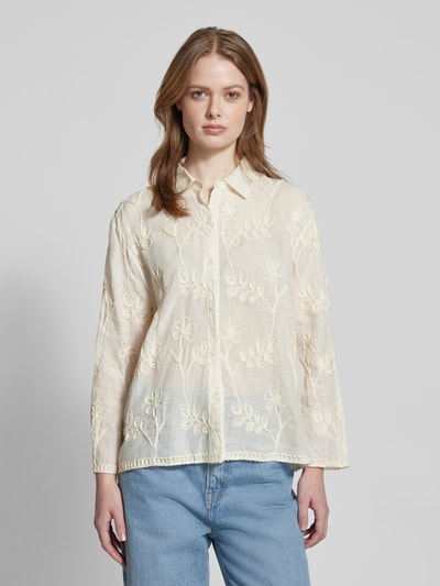 ZABAIONE Slim Fit Bluse mit floraler Stickerei Offwhite 4