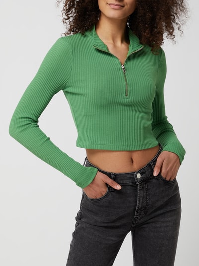 Gina Tricot Cropped Shirt mit Rippenstruktur Modell 'Ketty' Mint 4