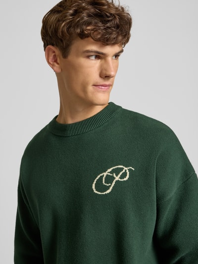 PROHIBITED Oversized Strickpullover mit Label-Print Dunkelgruen 3