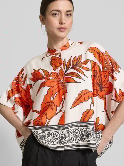 Emily Van den Bergh Relaxed fit blouse van viscose met opstaande kraag Oranje - 3