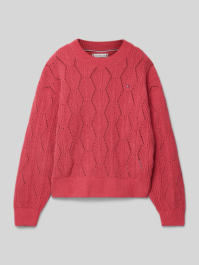 Tommy Hilfiger Teens Gebreide pullover met ronde hals, model 'CHENILLE' Felroze - 1