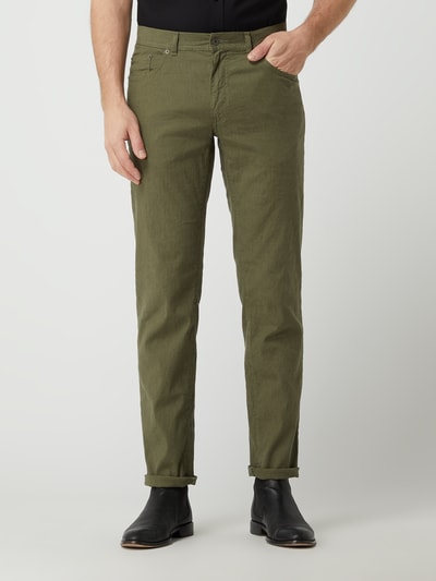 Brax Regular fit broek met katoen, model 'Cooper Fancy' Olijfgroen - 4