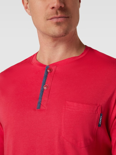 Jockey Shirt met lange mouwen en korte knoopsluiting, model 'Night & Day' Rood - 3