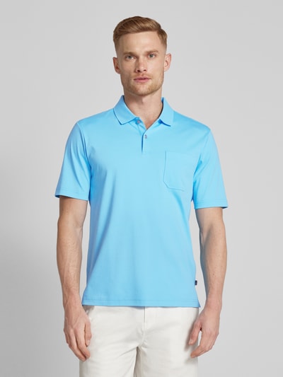 MAERZ Muenchen Regular fit poloshirt met borstzak Aquablauw - 4