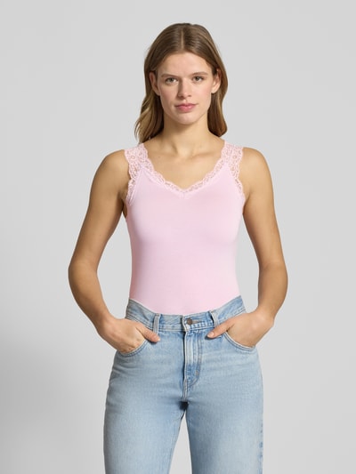PIECES Slim Fit Tank Top aus Viskose-Mix Modell 'BARBERA LACE' Altrosa 4