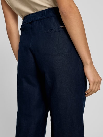 Brax Spodnie lniane z prostą nogawką i wiązanym paskiem model ‘STYLE.FARINA’ Granatowy 3