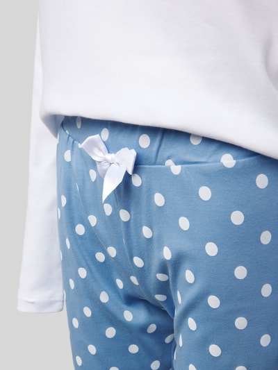 LOUIS & LOUISA Pyjama mit Motiv- und Statement-Print Modell 'Meine Wohlfühlzeit' Blau 2