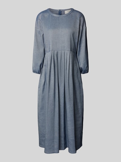 MORE Tailliertes Midikleid mit Leinen-Anteil Jeansblau 2