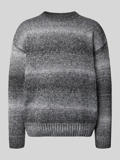 Produktfoto, Oversized Strickpullover mit gerippten Abschlüssen von Pegador, cieniowany szary, dzianina, prążkowane wykończenia, dekolt okrągły.