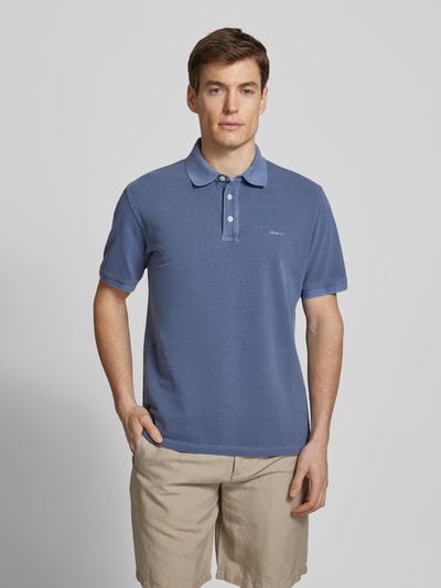 Gant Regular Fit Poloshirt von Label-Stitching Modell 'SUNFADED' Dunkelblau 4