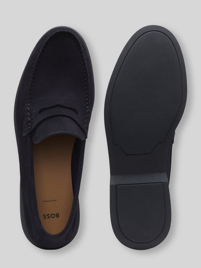 BOSS Loafersy z bydlęcej skóry welurowej Ciemnoniebieski 5