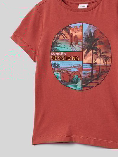 s.Oliver RED LABEL T-shirt o kroju regular fit z czystej bawełny Ciemnoczerwony 2