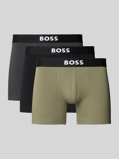 BOSS Regular Fit Trunks aus Baumwoll-Elasthan-Mix im 3er-Pack Oliv 1