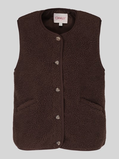 ONLY Regular Fit Weste in Teddyfell-Optik Modell 'BABY' Schoko 2