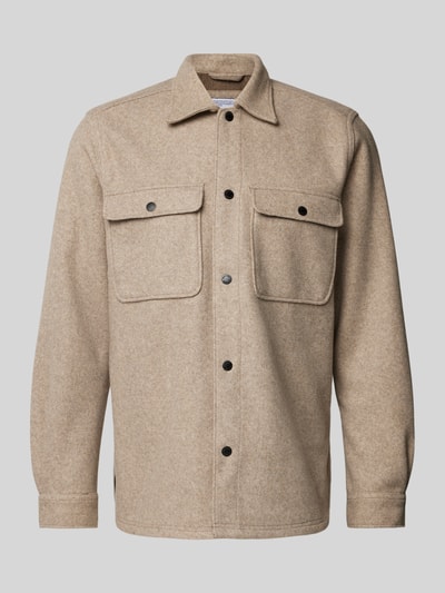 Only & Sons Regular fit overhemdjack met paspelzakken op de borst, model 'ASH' Beige - 2