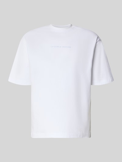 Produktfoto, weißes Relaxed Fit T-Shirt aus reiner Baumwolle Modell 'NORMAN' von Selected Homme, glatte Oberfläche, Herren T-Shirt