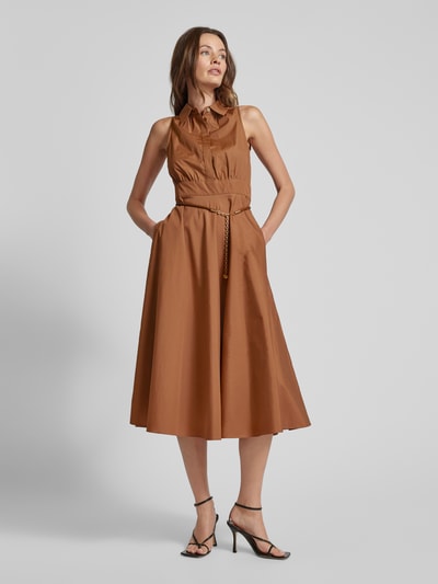 Max Mara Studio Midi-jurk met platte kraag, model 'ADEPTO' Lichtbruin - 1