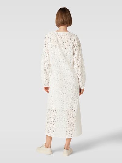 Minimum Midi jurk met all-over broderie anglaise, model 'PILMA' Wit - 5