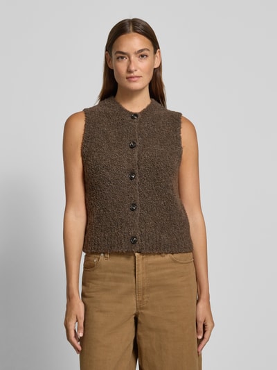 Marc O'Polo Regular Fit Strickweste aus Woll-Mix mit Alpaka-Anteil Mittelbraun 4
