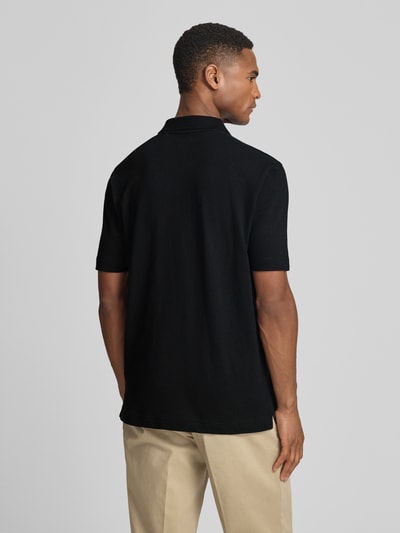 Marc O'Polo regular fit poloshirt van mix van katoen en linnen Zwart - 5