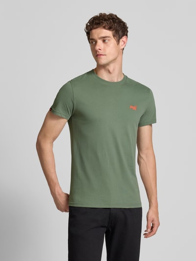 Superdry T-shirt met labelstitching Kaki - 4