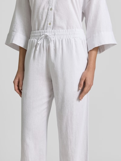 FREE/QUENT wide leg broek van linnenmix met elastische band model 'Lava' Offwhite - 3
