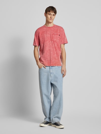 Scotch & Soda T-Shirt mit geripptem Rundhalsausschnitt Rosa 1