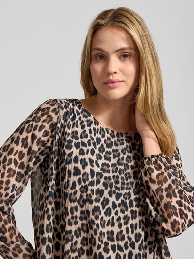 ZABAIONE Relaxed Fit Bluse mit Rundhalsausschnitt Mittelbraun 3