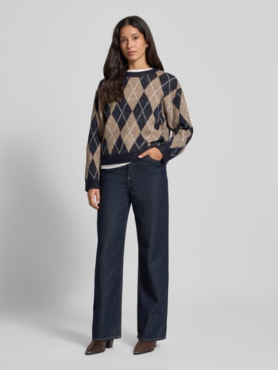 FREE/QUENT Strickpullover mit Rundhalsausschnitt Modell 'Grsargyle' Taupe 1