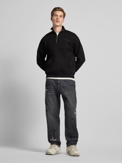 REVIEW Essentials sweatshirt met halve rits Zwart - 1