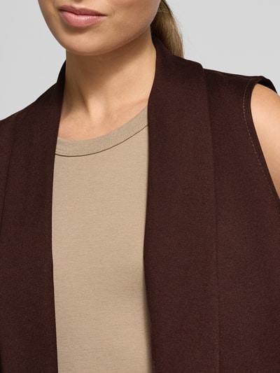 ZABAIONE Gilet van viscosemix met klepzakken, model 'Am44br' Donkerbruin - 3
