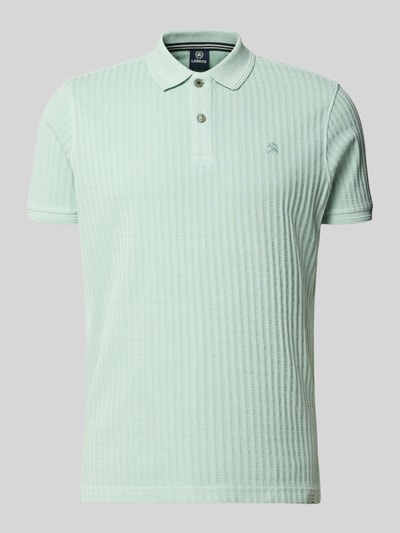 Produktfoto, Slim Fit Poloshirt mit Logo-Stitching von Lerros in mintgrün, feine Rippstruktur, Polokragen, Knopfleiste, Baumwoll-Mix.