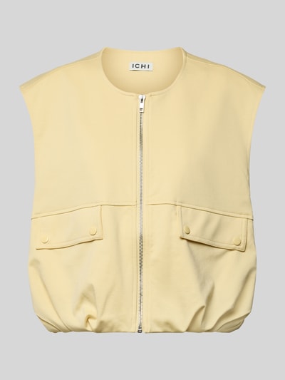 ICHI Gilet met viscose en klepzakken, model 'KATE' Pastelgeel - 2