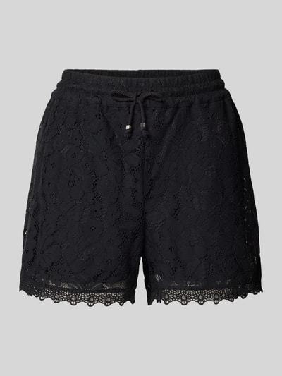 Produktfoto, Regular Fit Sweatshorts mit Spitze Modell 'HONEY' von Vero Moda, Optik: Unifarben, Spitzen-Muster, Tunnelzug, Bundabschluss: Elastisch, Materialverarbeitung: Spitze, Material: Baumwoll-Mix