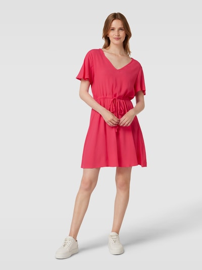 Vila Minikleid aus Viskose mit V-Ausschnitt Modell 'Roma' Pink 1