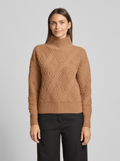 BOSS Gebreide pullover met ribboorden, model 'PANINO' Camel - 4