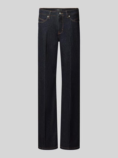 Produktfoto, ciemnogranatowe jeansy o prostym kroju z kantami someday Jeans mit Bügelfalten Modell 'Carie' z mieszanki bawełny, zapięcie na guzik i zamek błyskawiczny, boczne i tylne kieszenie, szerokość w rozmiarze 36: 38 cm, długość wewnętrzna nogawki 80 cm