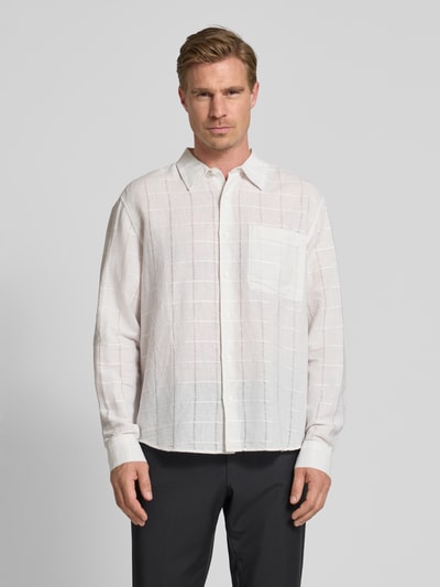 CK Calvin Klein Koszula casualowa z mieszanki lnu i bawełny z kołnierzykiem typu kent Biały 4