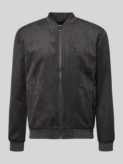 ONLY & SONS Bluzon o kroju regular fit z imitacji skóry model ‘LUCAS’ Antracytowy 2