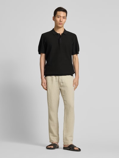 Casual Friday Relaxed Fit Poloshirt mit Strukturmuster Modell 'EDWARD' Black 1