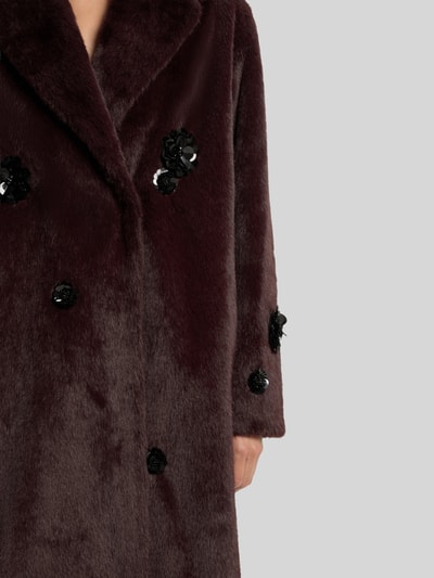 HUGO oversized lange jas van polyester in imitatiebontlook met paillettendetails Bordeaux - 6