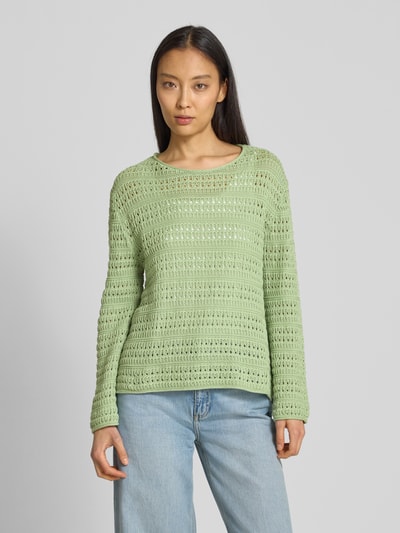 Tom Tailor Regular Fit Strickpullover aus reiner Baumwolle Hellgruen 4