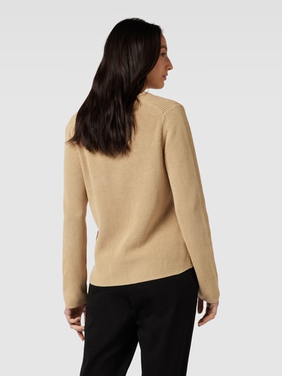 Tom Tailor Gebreide pullover in effen design met V-hals Beige - 5