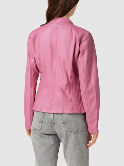 Cabrini Lederjacke mit Reißverschlusstaschen Pink 5