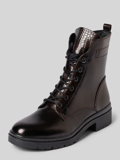 Tamaris Schnürstiefel mit Label-Detail und Strukturmuster Dunkelbraun 1