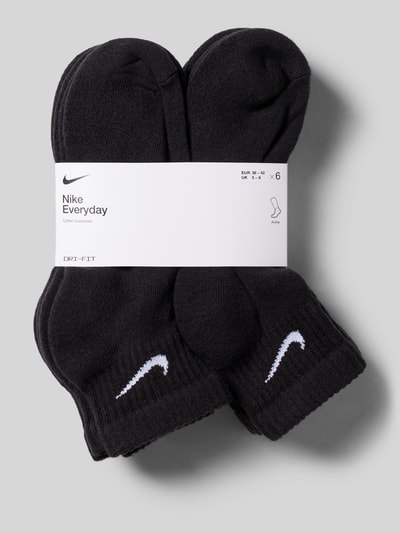 Produktfoto, Socken im 6er-Pack mit Logo-Detail Modell 'Everyday' od Nike, czarny bawełniany miks ze stretchem, prążkowane ściągacze